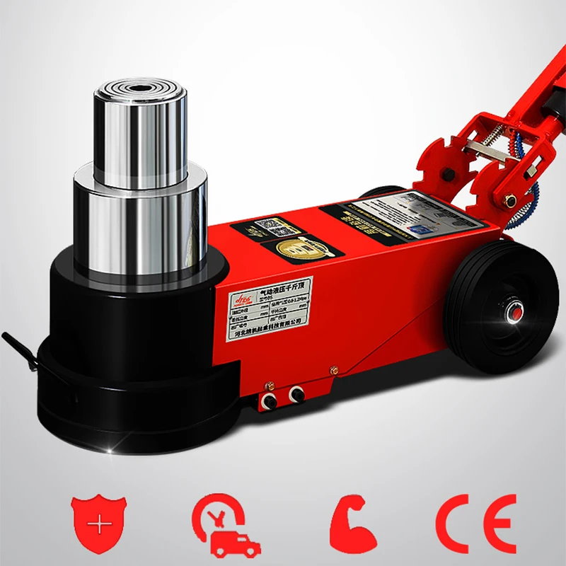 Horizontal pneumatic jack 30t air lift heavy truck Single/double folding lever Overpressure protection Auto repair tool