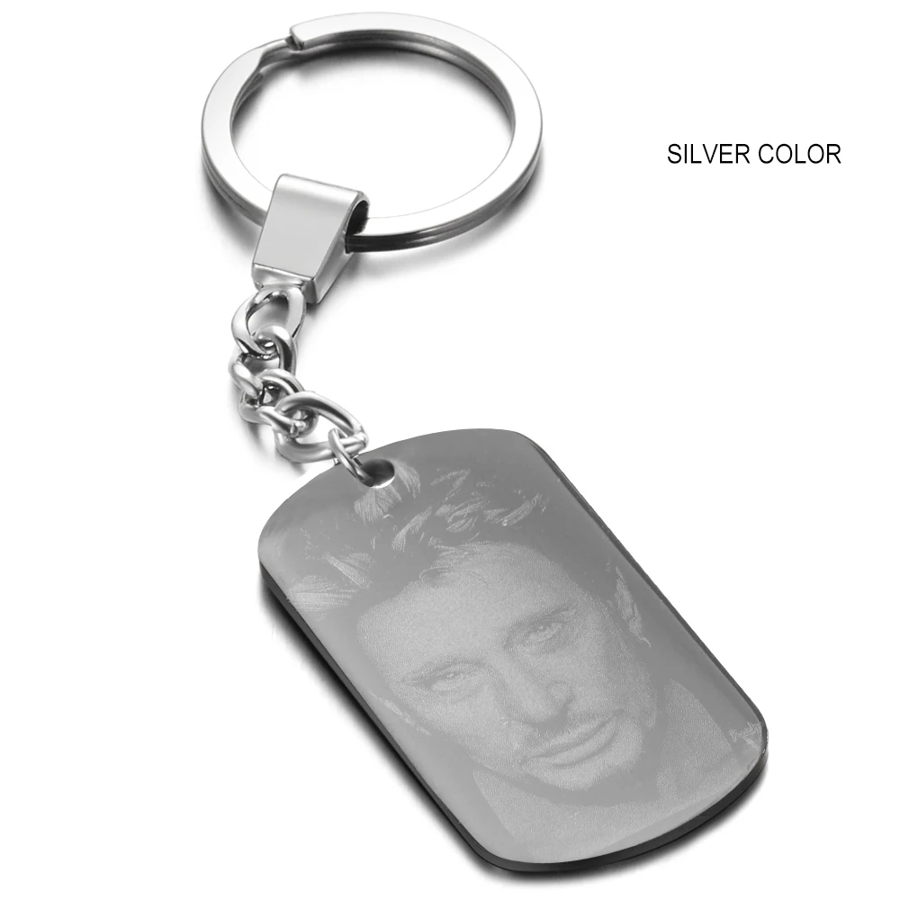 Stainless Steel Customized Engraved French Rocker Johnny Hallyday Photo Necklace Pendant female male bijoux femme SL-046