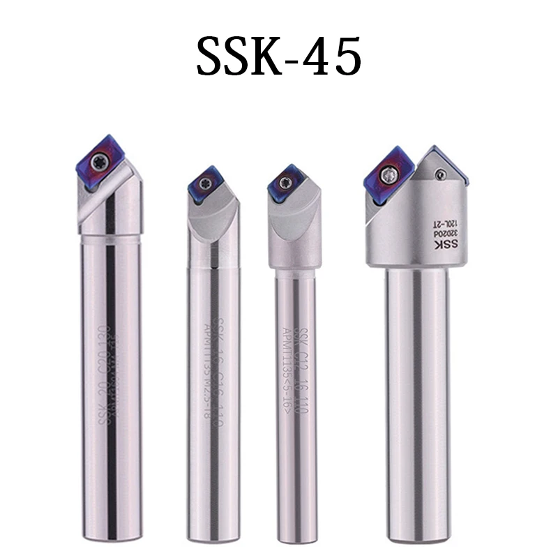 SSK 45 Degree C20-20-130 CNC Lathe Milling Cutter Holder APMT 1135 1604 Carbide Insert Tungsten Steel Chamfering Tool C16-16-110