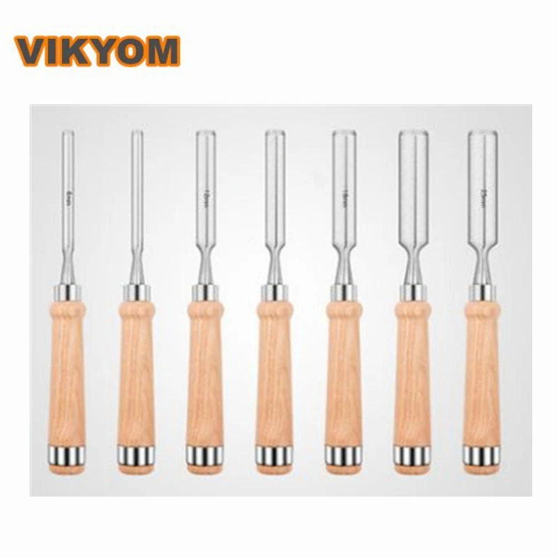 【7pcs/set】Chrome vanadium steel woodworking chisels Flat shovel steel chisel Chisel with wooden handle Woodworking tool set