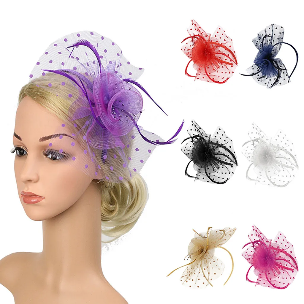 Women Hair Clip Feather Wedding Casual Girl Flower Cocktail Tea Party Headwear Feather Fascinators Top Hat for Women Headwear