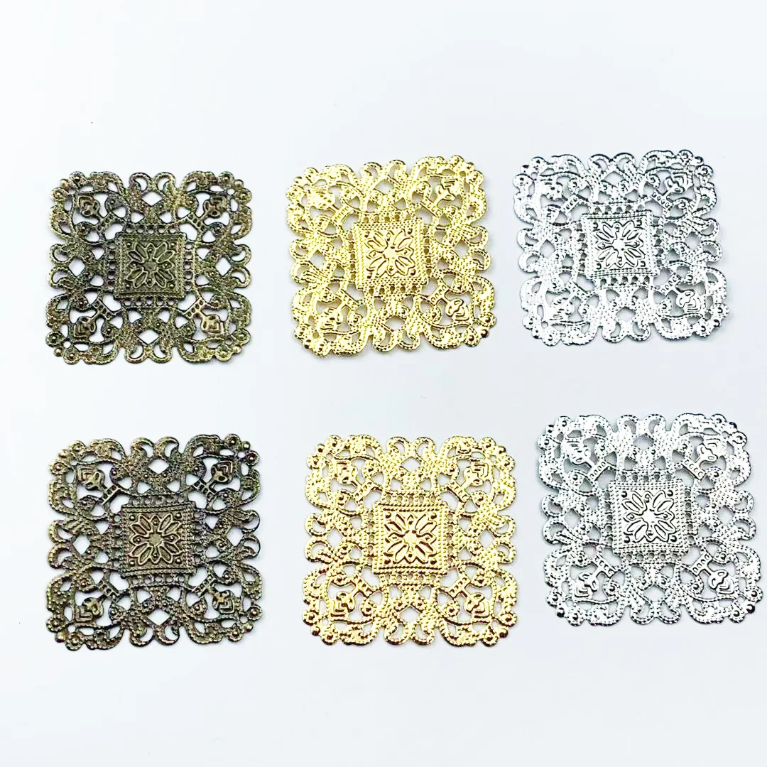 20 pieces/lot 4cm metal   Filigree Flower Wrap Connector   Jewelry DIY Components