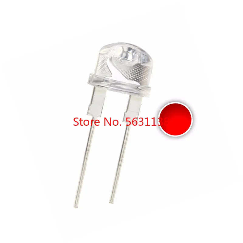 50PCS 8MM Straw Hat Red LED Emitting Diode 0.5W 120mA Lamp Water Clear 600-800mcd DIP-2 2 PINS Ultra Bright Lgiht Beads cree led