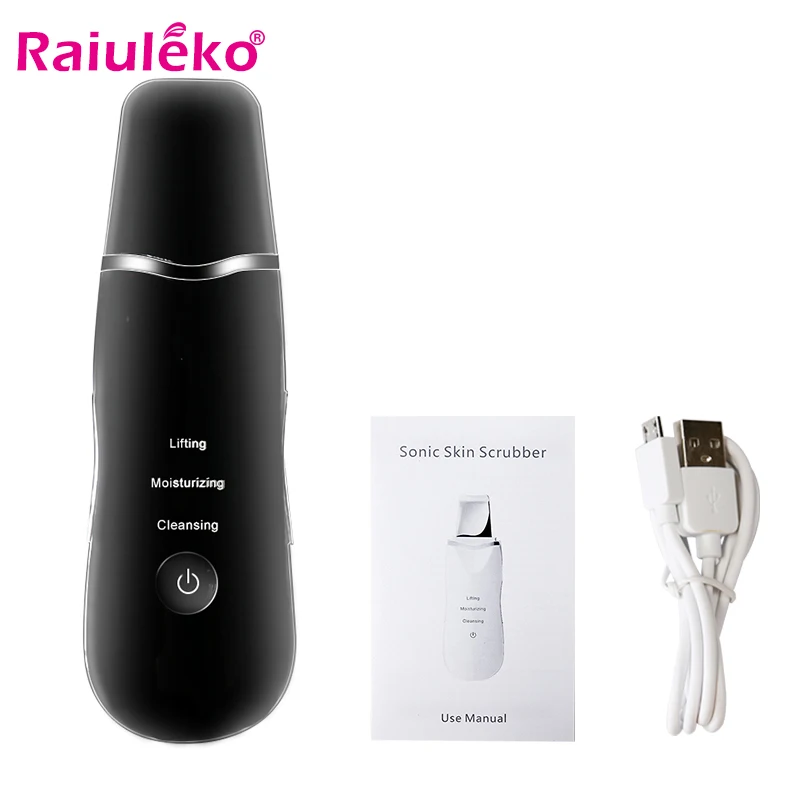 Ultrasonic Skin Scrubber Face-Lift Deep Clean Pores High Frequency Vibrating Facial massager Galvanic Ion Spa Beauty Device