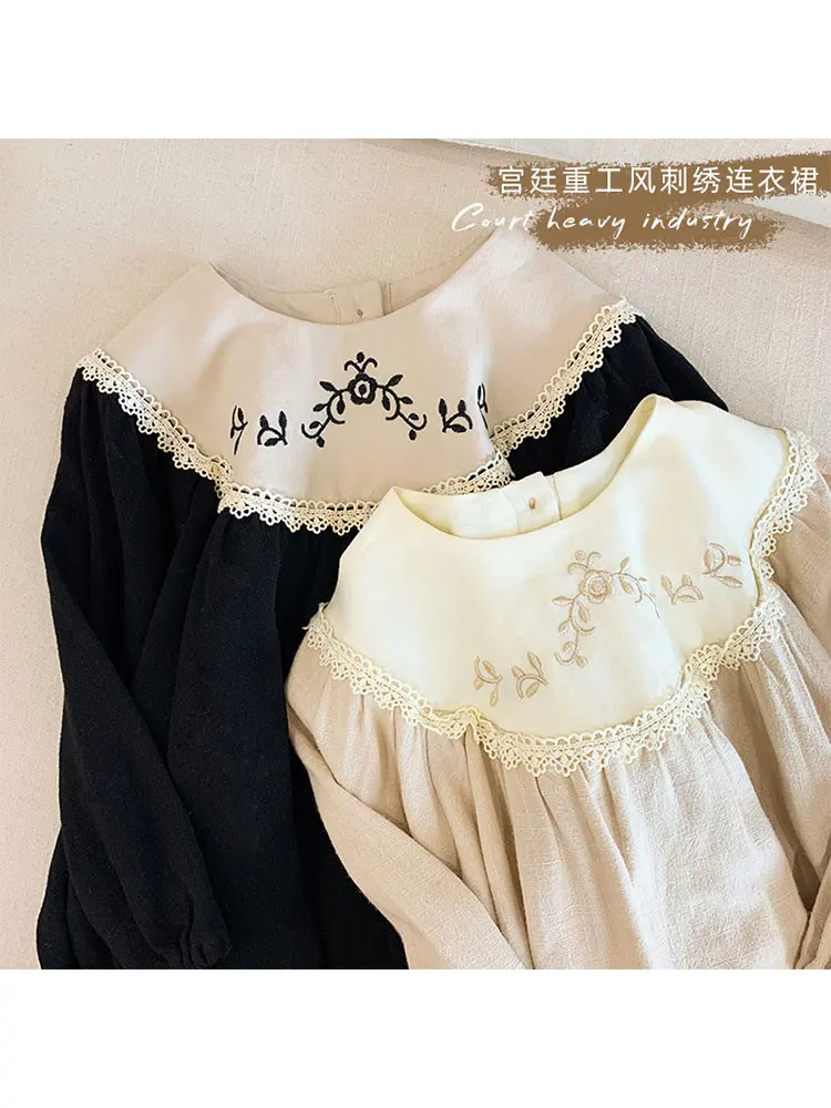 

Sweet Girl's Dress 2020 Spring Autumn Dresses for Baby Girls Long Sleeved Palace Style Children Baby Embroidery Princess Dress