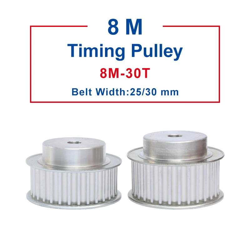 8M 30T Timing Pulley Process Hole 12 mm Teeth Pitch 8 mm Aluminum Pulley Wheel Slot Width 27/32 mm For 25/30 mm 8M Timing Belt