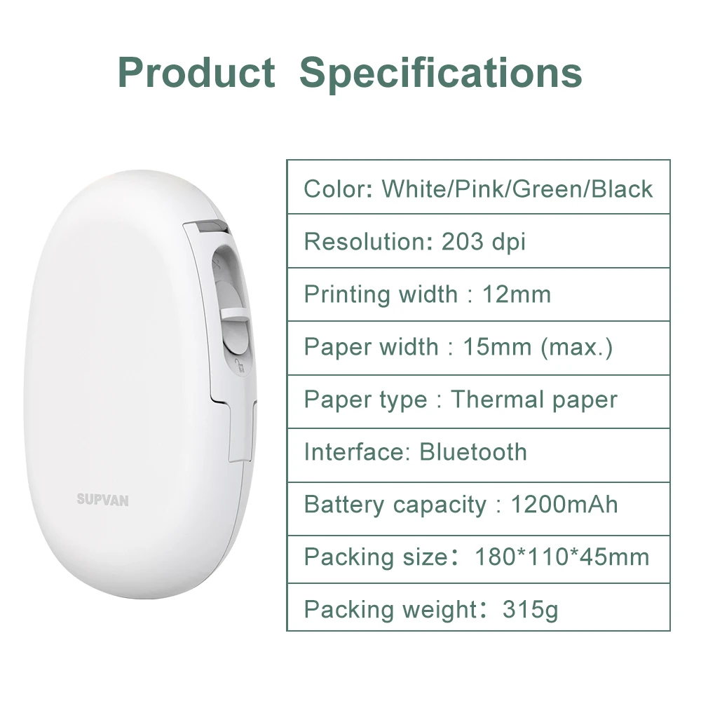 Supvan T10 Label Sticker or Label Printer Mini Portable Bar Code Wireless Bluetooth Thermal Label Maker