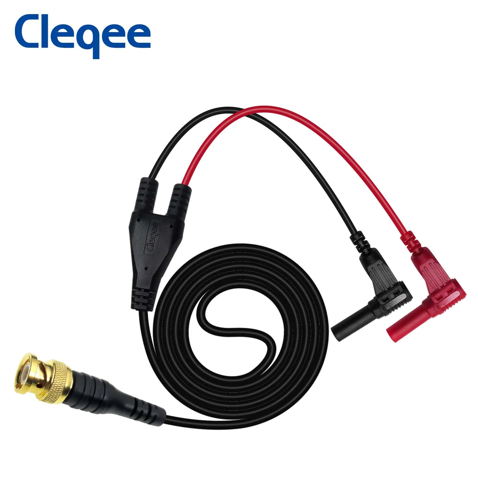 

Cleqee P1066 Gold-plated Pure Copper BNC Male Plug To 4mm Right Angle Banana Plugs Coaxial Cable Oscilloscope Test Lead 120CM