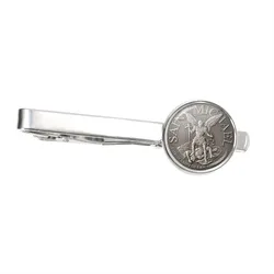 Men Silver Color Tie Clasp Clip Clamp Pin Archangel St.Michael Protect Me Saint Shield Protection Charm Russian Orhodox Tie Clip
