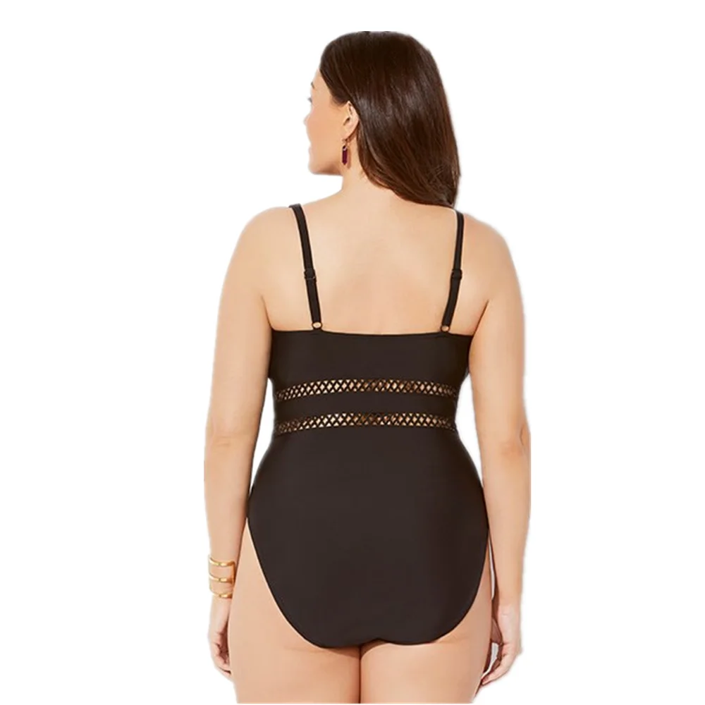 Women\'s Swimsuit Plus Size One-piece Swim suits Female Fused Large Black Swimwear for Big Breasts Woman Chubby Swimming Suit 8XL