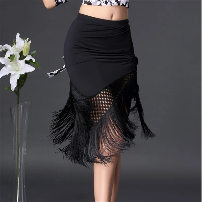 

Women Latin Skirt Tango Rumba Ballroom Tassels Practice Dancewear
