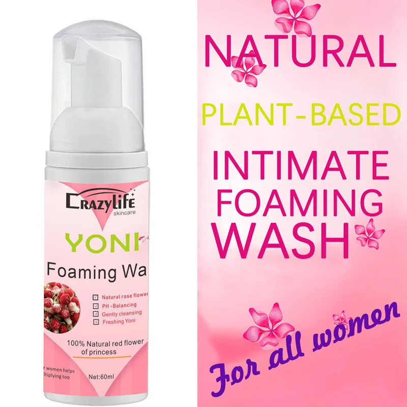 60ML Feminine Intimate Yoni Wash Natural Washing Foam Vaginal Herbs Washer Hygiene Vagina Detox Cleaning Care for Woman Health