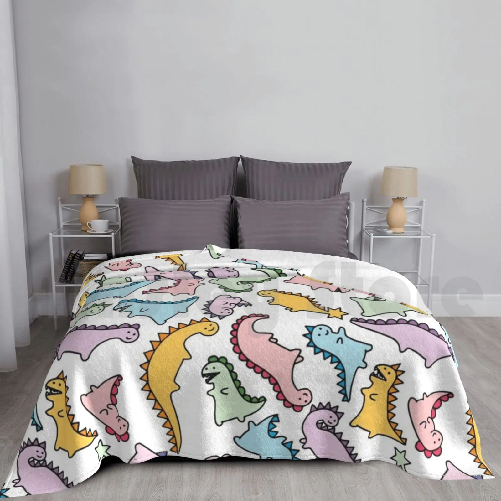 Manta Lindo Dino Explosión 609 Lindo Dino Dinosaurio Kawaii Japón Tokio Colorido Pastel Dinos