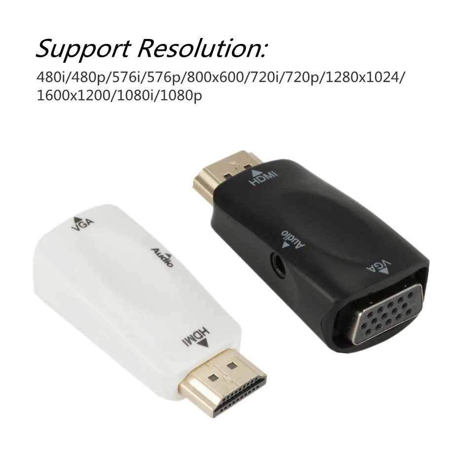 Grwibeou HD 1080P Adapter HDMI do VGA gorące cyfrowe kable męski na żeński konwerter Audio na PC Laptop TV, pudełko projektor do komputera