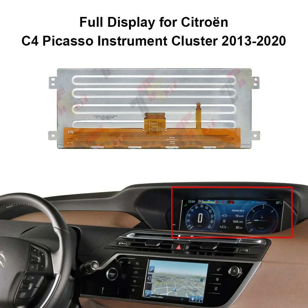 Full lcd Display for Citroën C4 Picasso / Spacetourer, Peugeot 3008 / 5008 Mk2 Instrument Cluster