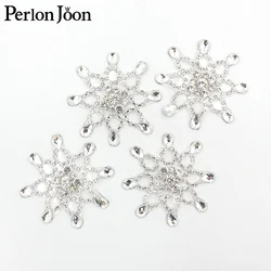 4PCS 2.36*2.36 inch Rhinestone Hot-fix Patches Big Star flower Crystal applique decoration in the wedding clothes shoes  TJ 020