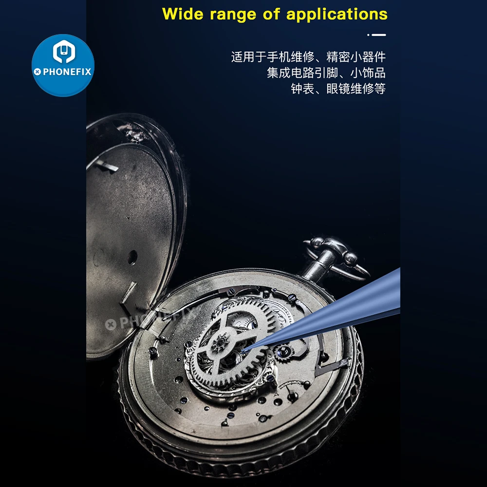 Pinzas de aleación de titanio para teléfono móvil, accesorio de precisión con huella dactilar, cable de salto, placa base, circuito integrado, reparación de reloj