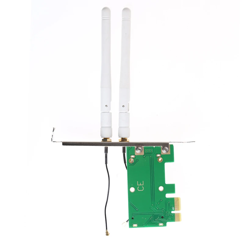 Mini PCI-E to PCI-E 1X Desktop Adapter Convertor with Two Antennas for Wireless Wifi Card