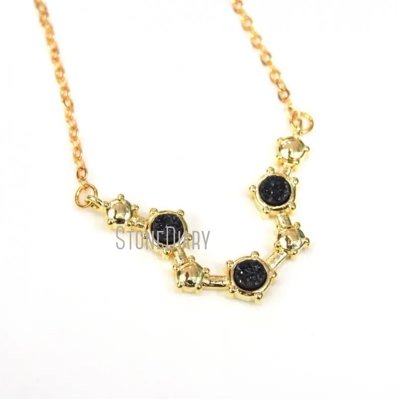 

NM12481 10Pcs Titanium Black Circle Druzy Crystal Gold Color Antler Shape Chains Necklaces On Sale 18inch-32inch