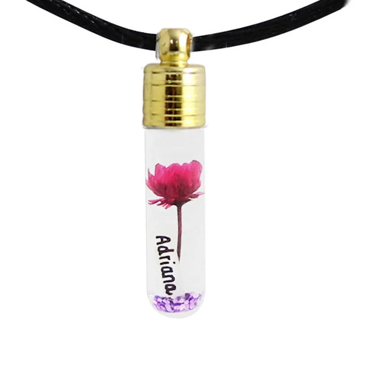 10PCS Name on Rice Pendant 6MM Glass Vials For Rice Jewelry Tiny Name Pendant Mother\'s Day Gift Necklace for Mom Write On Rice