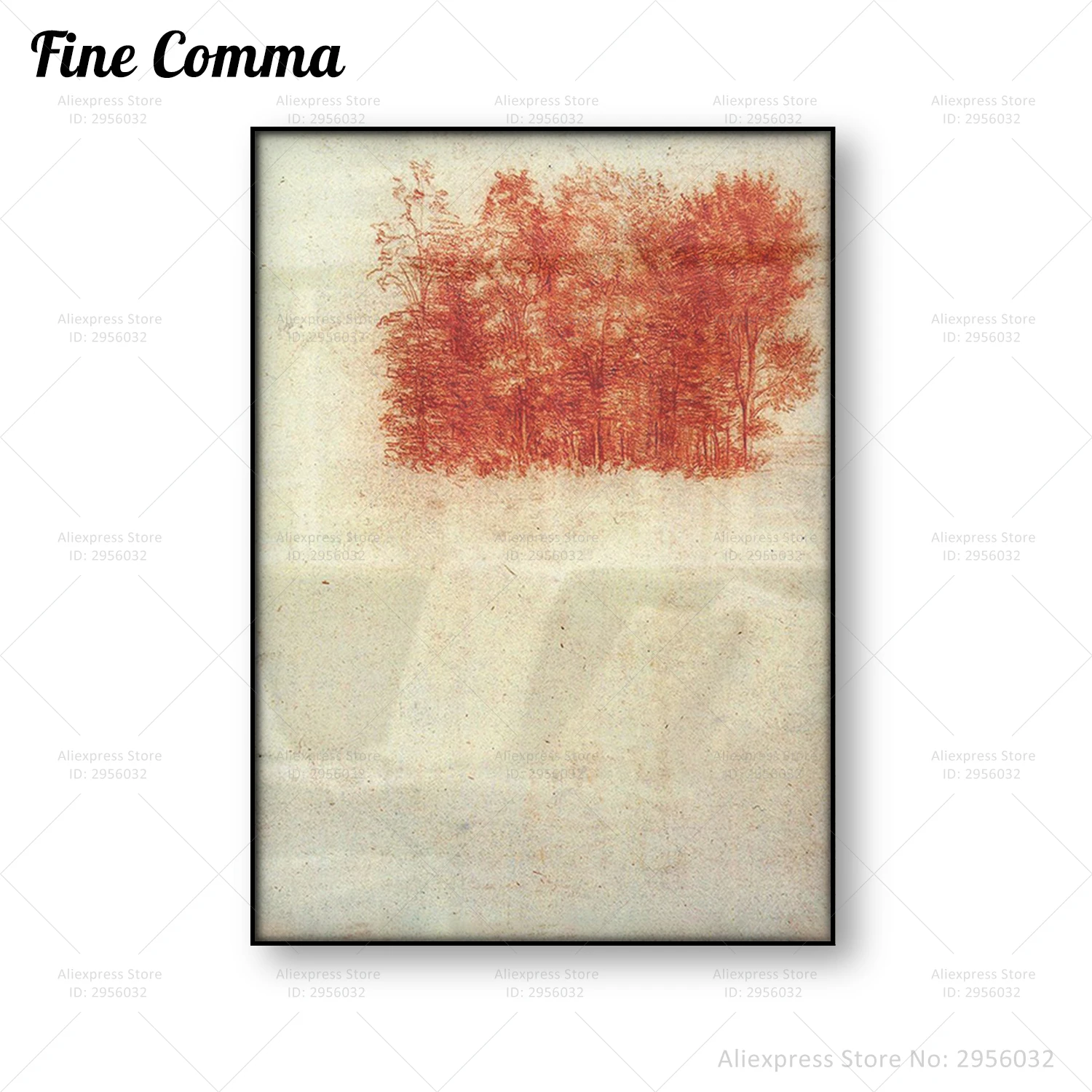 A Copse of Trees Leonardo da Vinci Vintage Poster Antique Painting Canvas Print Red Tree Wall Art Painting Home Decoration Gift