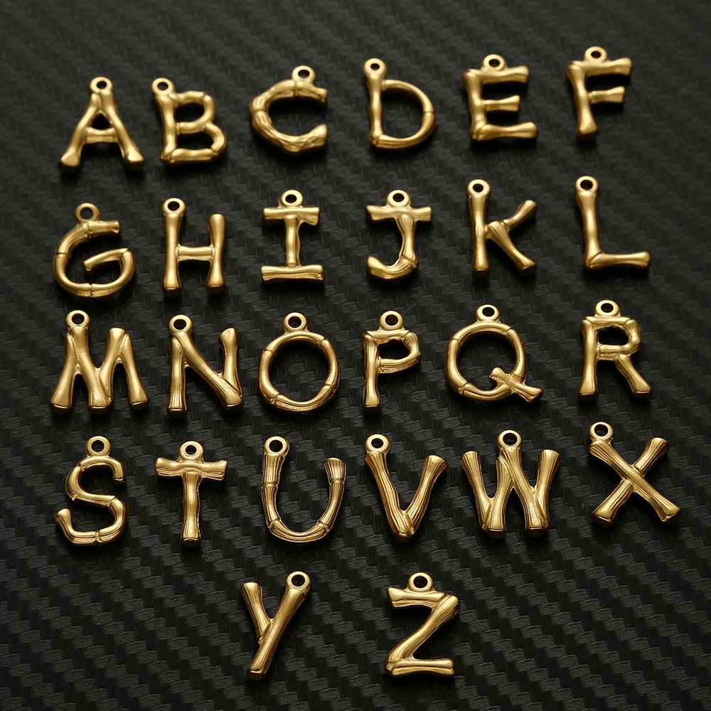 Branches Design Stainless Steel 26 Alphabet Initial Letters Charms Pendants For Jewelry Making Handmade Accessories
