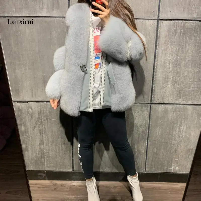 Woman Puffy Coat Teddy Jacket Fake Rabbit Bear Winter Crop Fur Jackets Bolero Coats For Women Fashion Ladies Long Sleeve Coat