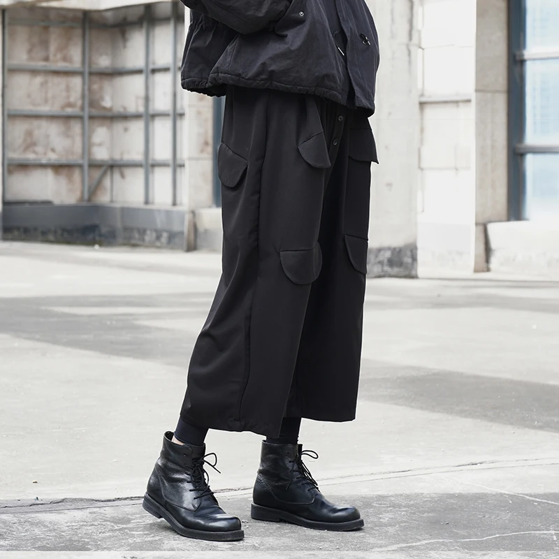 

Men's Wide Leg Pants Spring And Autumn New Personalized Pocket Decoration Dark Fashion Casual Loose Oversized Pants