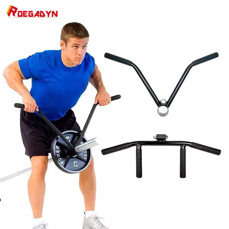 Home Gym Barbell Attachment Hand Grips Fitness Rowing V-Bar Core Strength Trainer T-Bar Row Plate Post Insert Landmines Handles