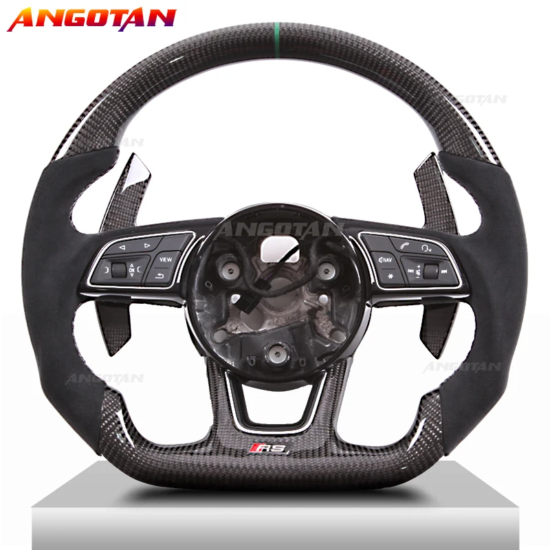 Modification of  LED Carbon Fiber Steering Wheel For Audi Rs RS3-RS7 A4 A5 A7 Q7 TT TTs R8 A3 A6 MK3 V8