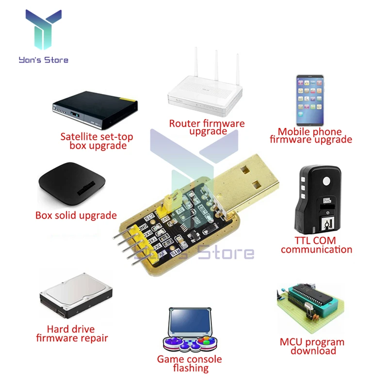 Mini CH340 RS232 Module Chuyển Đổi USB To TTL Cổng Nối Tiếp 3.3V/5V Có Đèn Báo Nguồn Cho Bộ-Hộp/Router Nâng Cấp Firmware