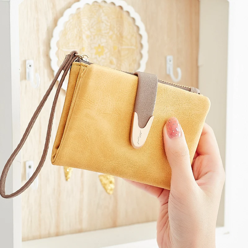 

Brand Fresh Wallet Women Wristlet Short Purse Ladies Trifold Pu Leather Bank ID Card Holders Fashion Zipper Coin Pocket Female