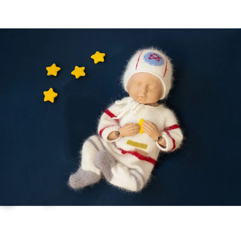 Newborn Photography Outfit Boy Astronaut Theme Jumpsuit Hat Mink Suit Baby Photo Shoot Costume Bebes Accesorios Recien Nacido