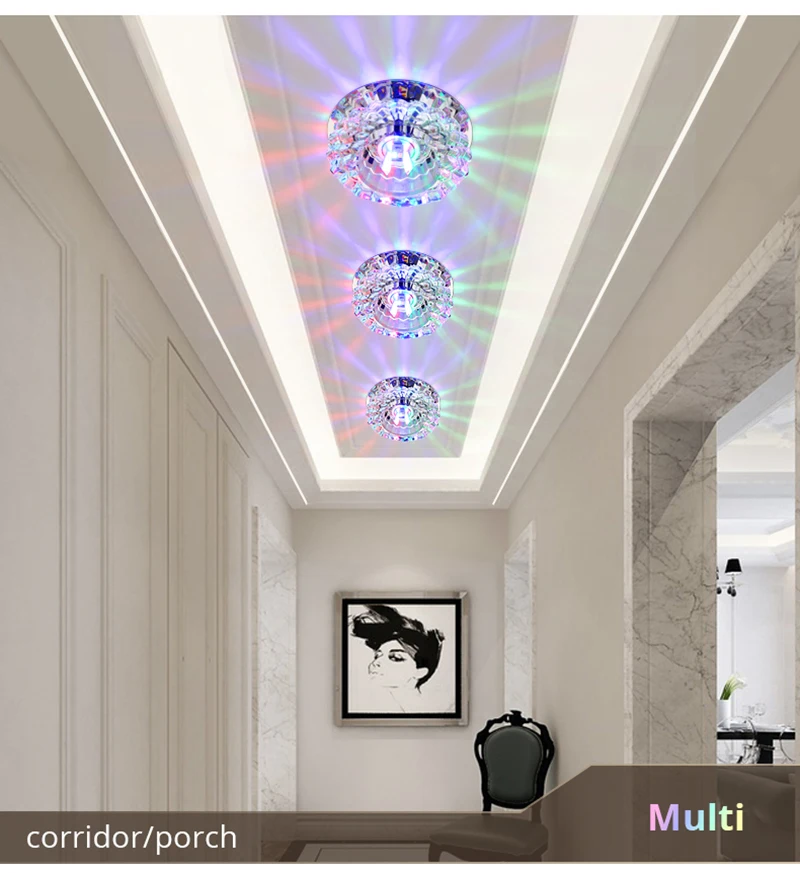 3W Modern kristal koridor gömme LED tavan lambası koridor ışıkları LED tavan ışıkları balkon lambası sundurma koridor koridor