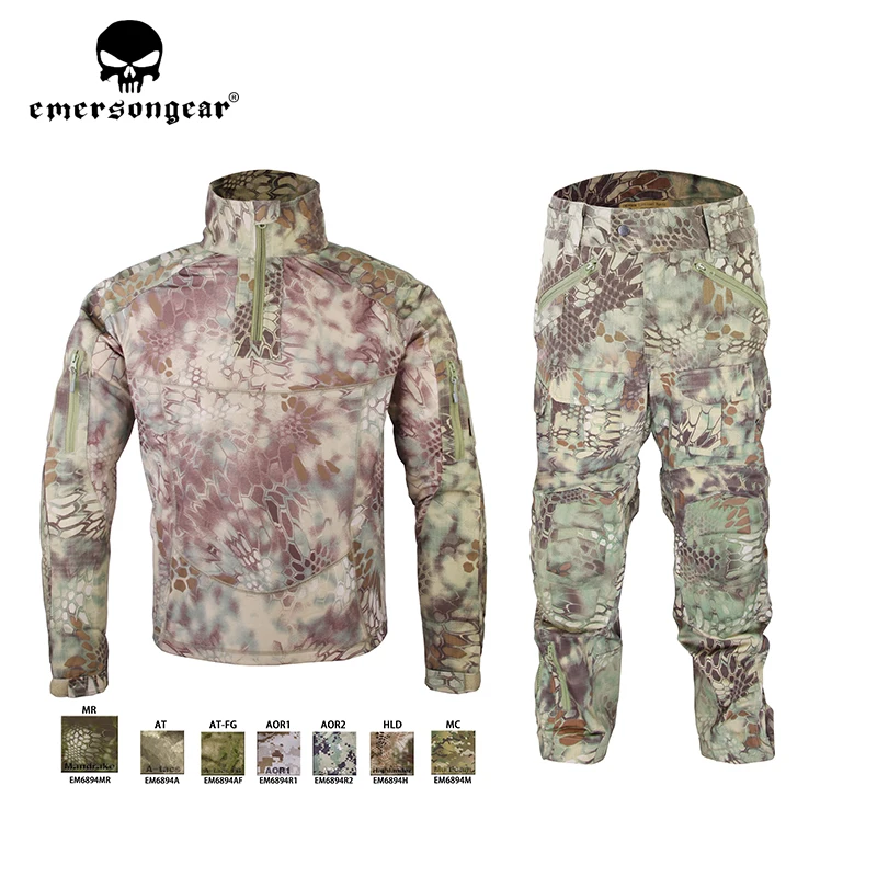 Emersongear Mens Tactical Suit Sportwear Combat Tracksuit Fall Winter Long Sleeved Shirts Pants Camouflage