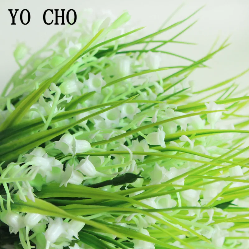 YO CHO Valley Lily Flower Bouquet Bridesmaid Mini Hanging Bell Flower Bridal Wedding Convallaria DIY Home Party Wedding Decor