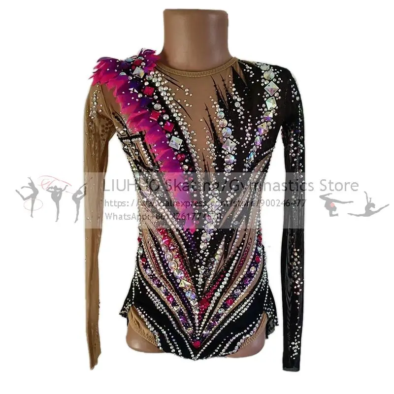 LIUHUO Figure Skating Dress Women\'s Girls Ice Skating Performance Rhythmic Gymnastics Competition Dance Leotard Artistic Costume