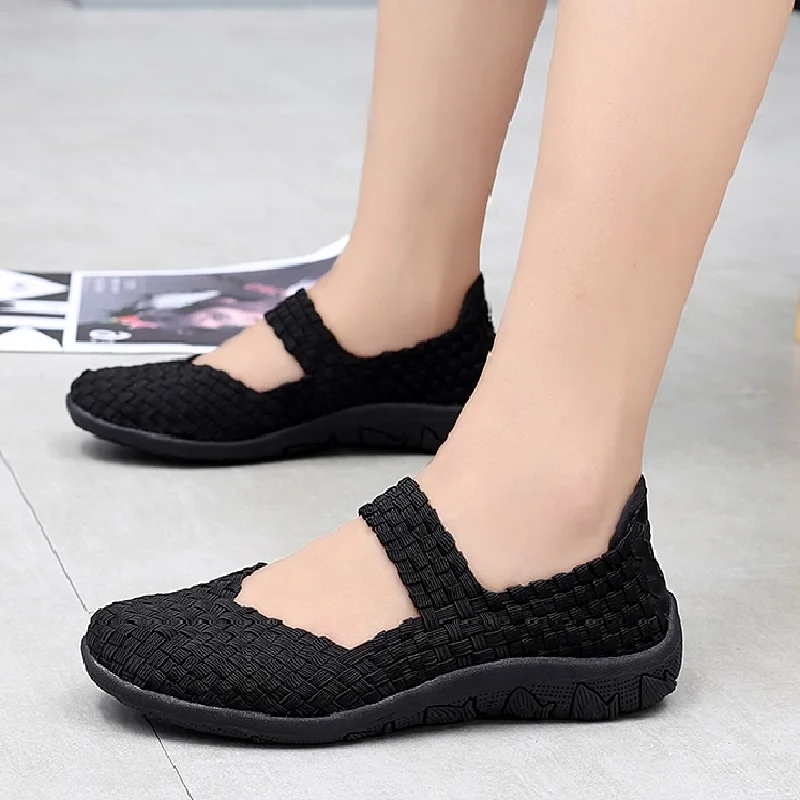Womens Flats Shoes Slip On Fashion Woven Sneakers Casual Breathable Summer Tenis ComfortWomen Walk Shoes Female Zapatos De Mujer