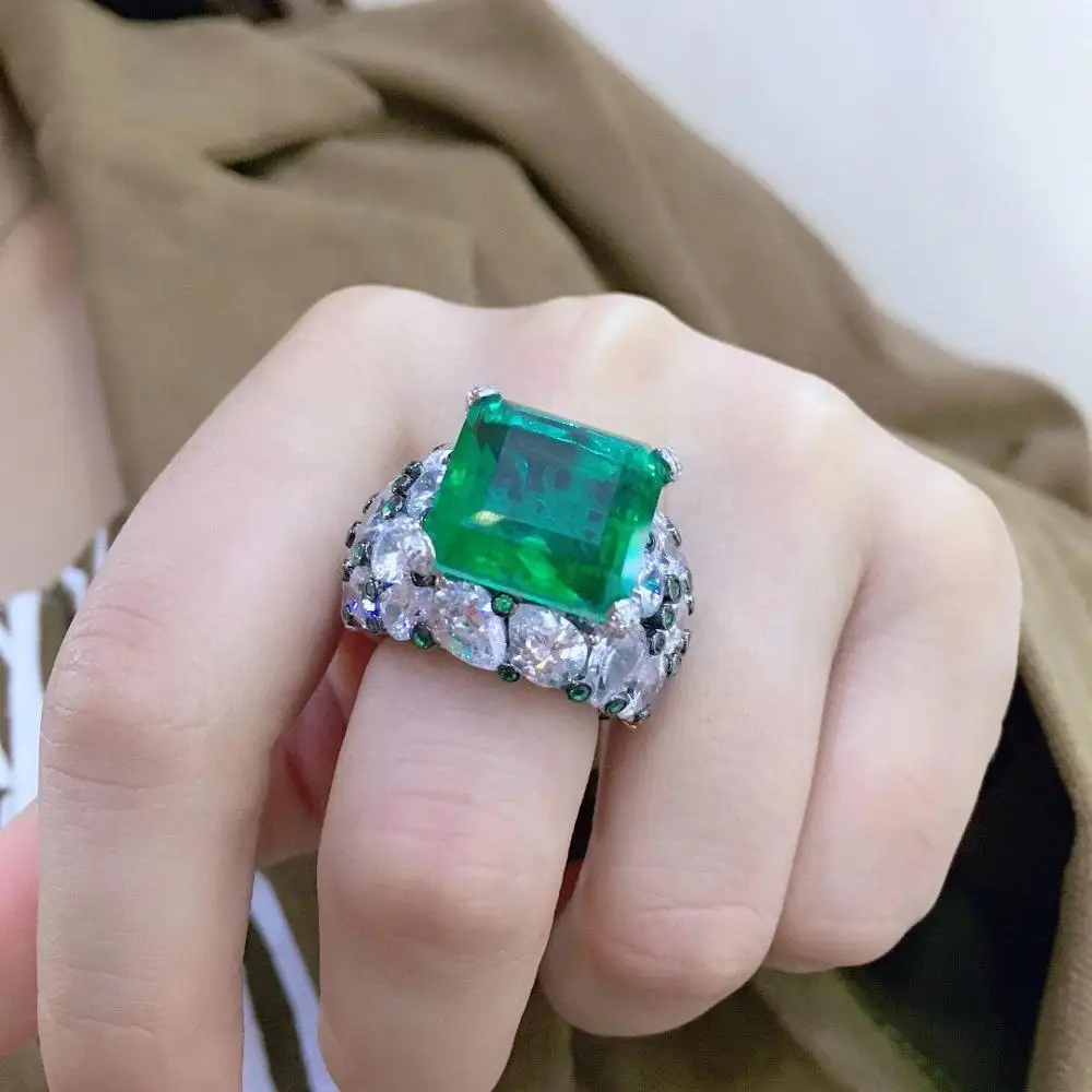 

green color luxury 925 sterling silver with cubic zircon ring fine women jewelry free shipping