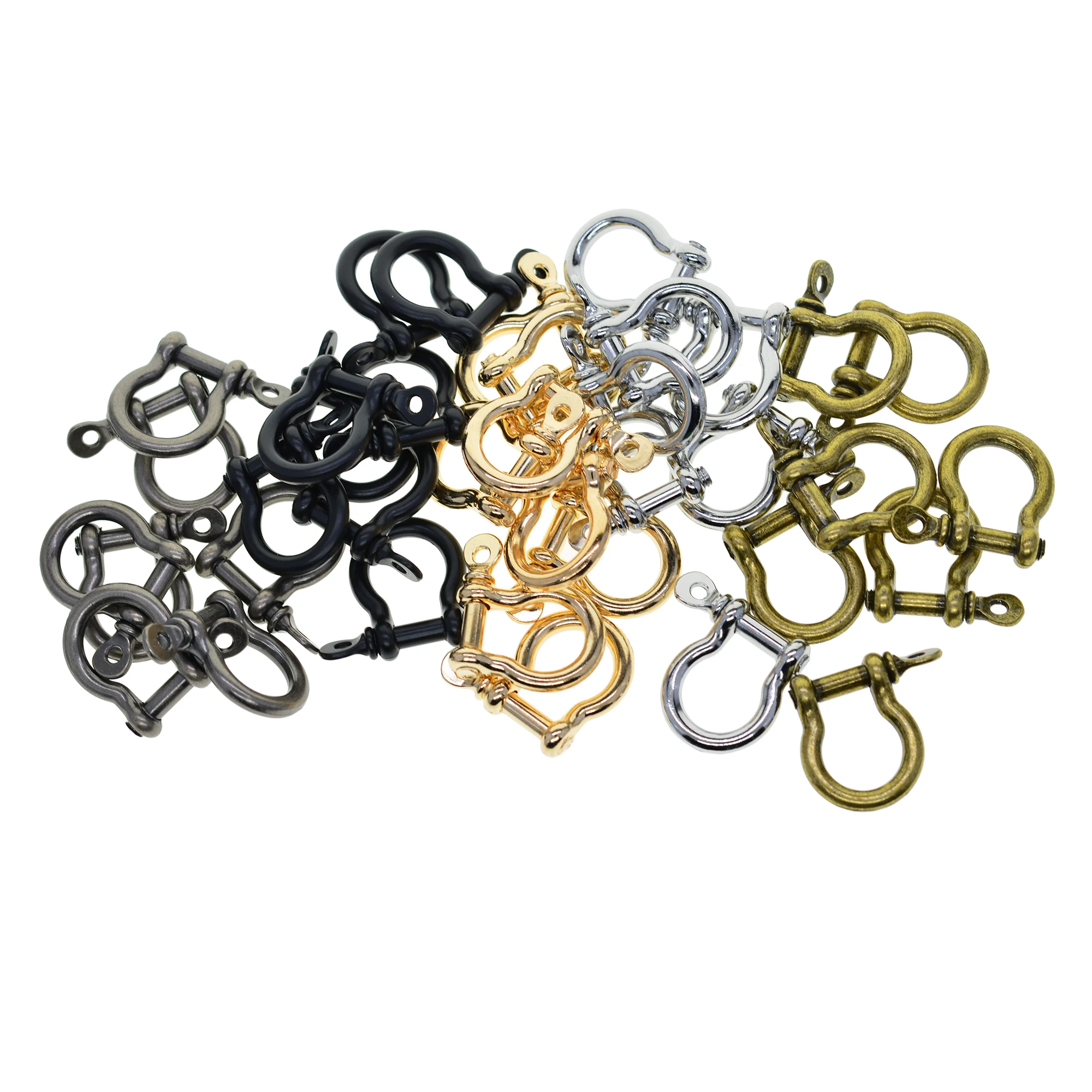 

100 PCS assorted color alloy screw pin lock hook Bow shackle paracord bangle connector joint keychain lanyard FOB EDC DIY