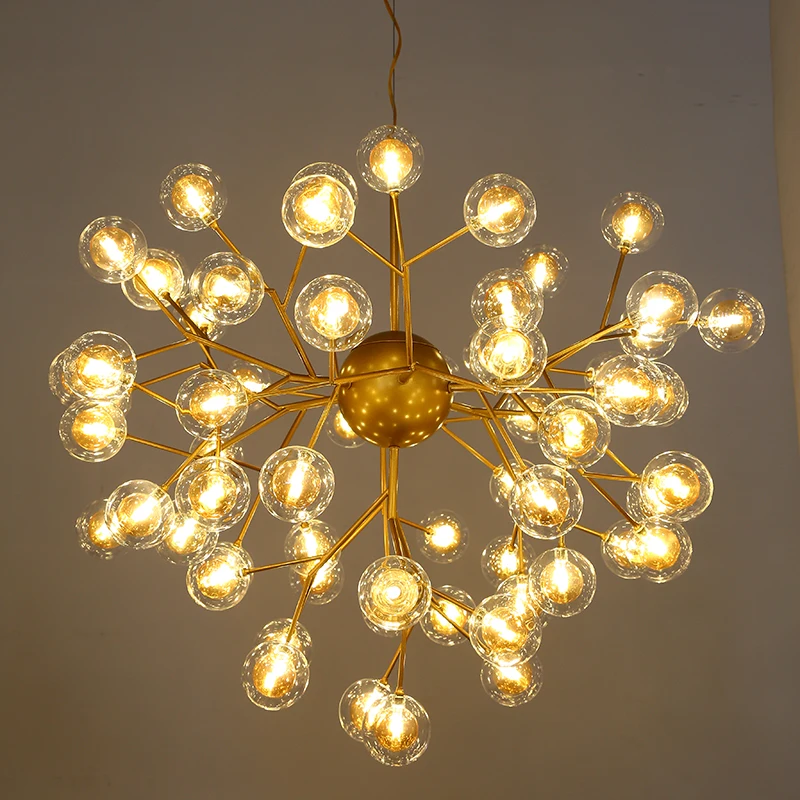 

Gold Chandelier For Dining room Kitchen staircase stair luxury chandelier Heracleum Firefly Glass round Ball chandelier Lighting