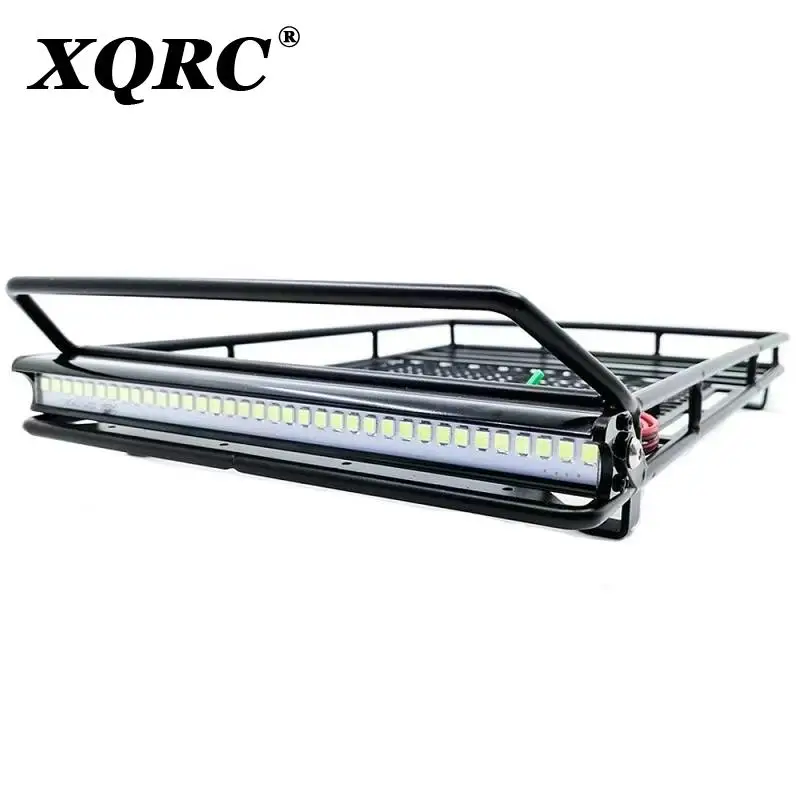 Metal roof luggage rack with LED spotlight strip suitable for 1/10 RC car Trx4 RC4WD Scx10 upgrade and modification parts