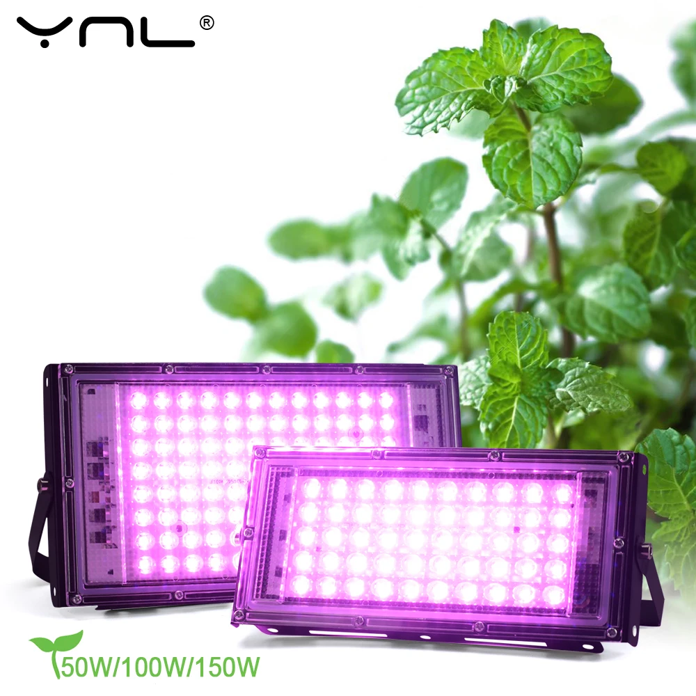 LED Grow Light 50W 100W 150W AC 220V Phyto Lamp Full Spectrum LED Floodlight Indoor Plants Hydroponic Greenhouse Growth Lighting