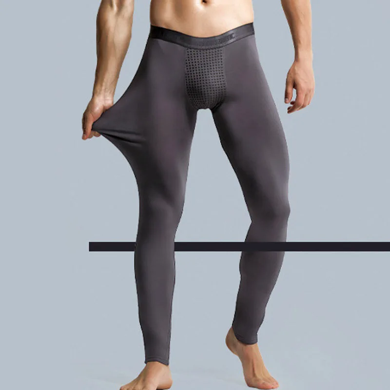 Mens Magnet Long Johns Men Thermal Underwear Man Thin Soft Modal Leggings Sexy Slim U-convex Men Thermal Pants Male Lounge Black