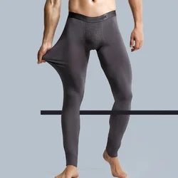 Mens Magnet Long Johns Men Thermal Underwear Man Thin Soft Modal Leggings Sexy Slim U-convex Men Thermal Pants Male Lounge Black