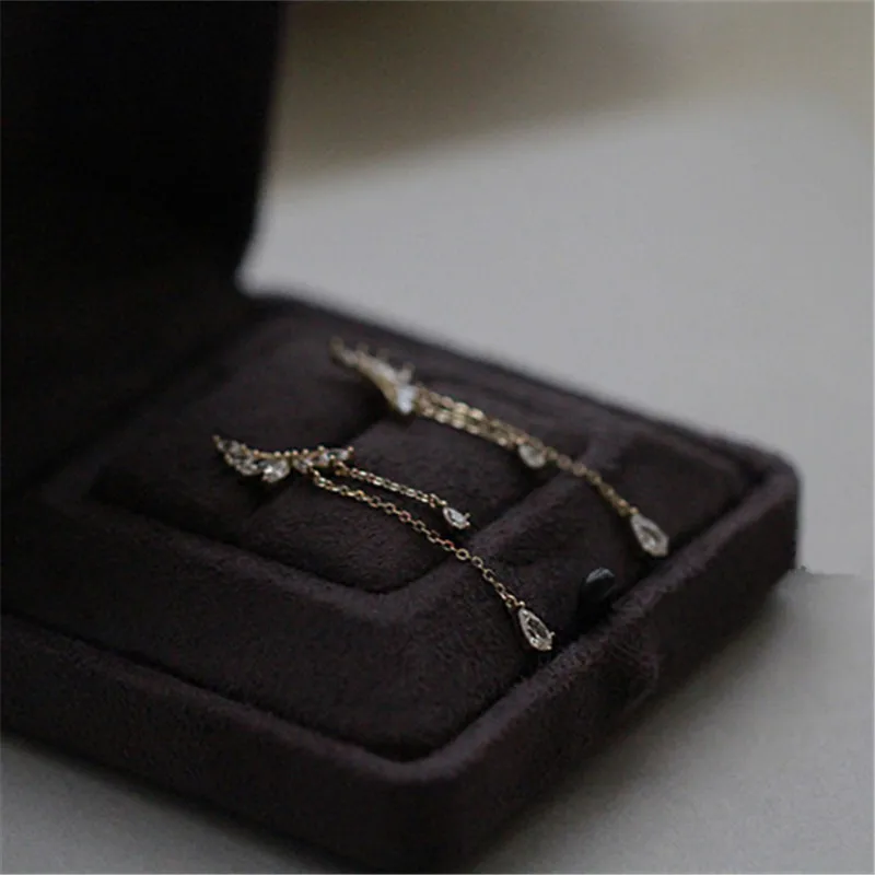 MOVESKI Überzug 14K Gold Gebogenen Einzigen Zirkon Schmuck 100% 925 Sterling Silber Ohrringe Für Frauen Geschenk