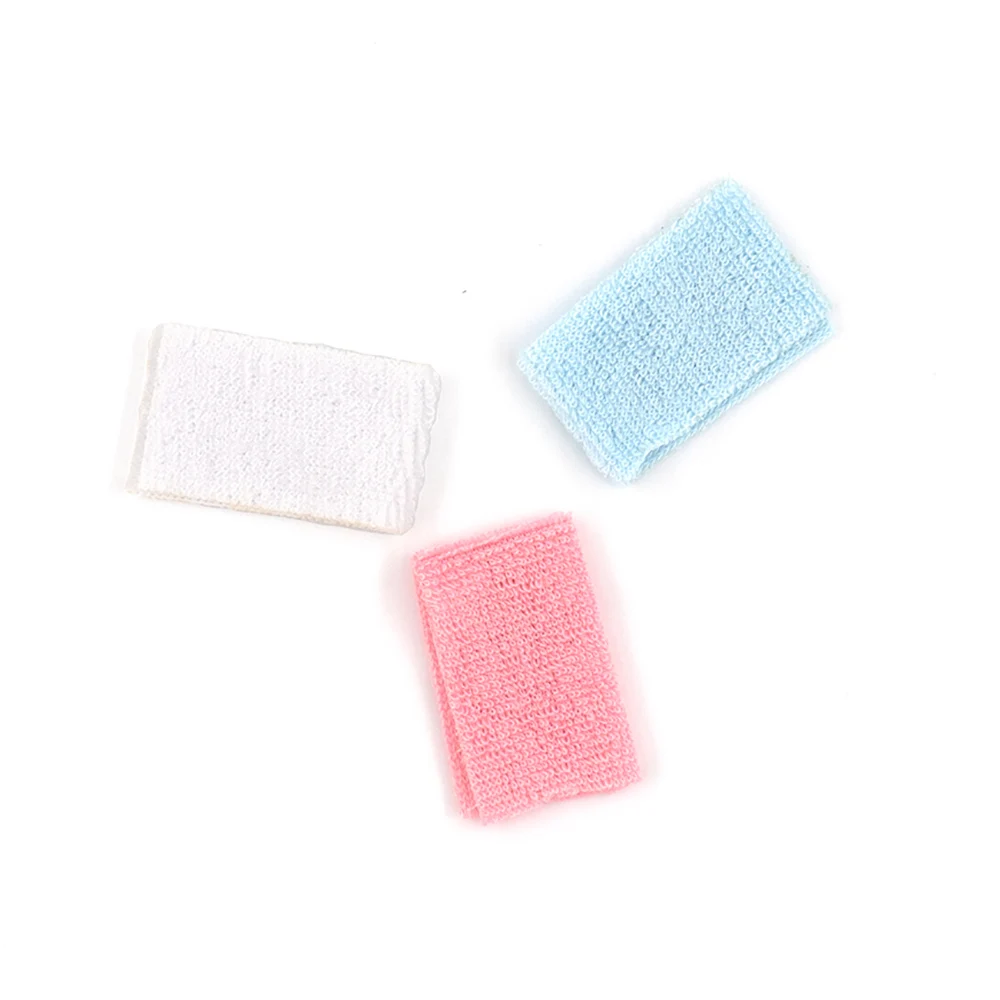 3Pcs 1/12 Dollhouse Miniature Accessories Mini Bathroom Hand Towel Model for Doll House Decoration ob11