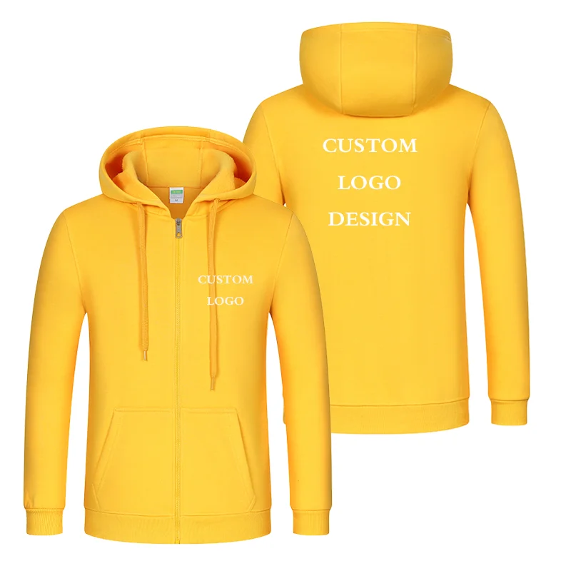 Autumn Winter Custom Logo Design Men & Women Hooded Jacket Korea Style DIY Printing Zipper Coat  Unisex Outdoor Jackets