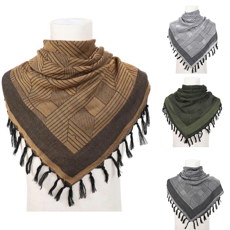 Tactical Unisex Arab Keffiyeh Shemagh Scarf Cotton Windproof Shawl Neck Cover Head Wrap Hunting Military Camping Scarf