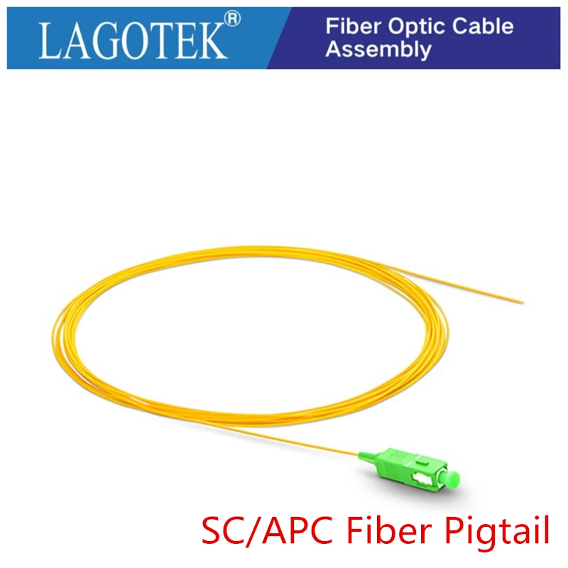 50/PCS  Lot SC/APC fiber Pigtail Simplex 9/125  Single Mode Fiber Optic Pigtail 0.9mm LSZH Yellow